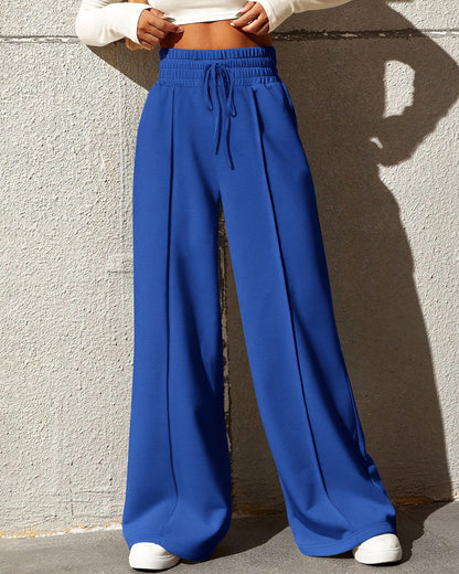 BTFBM Womens Wide Leg Sweatpants Casual Loose Solid Color Pants Comfy Lounge Joggers Baggy Sweatpants Pockets(Solid Brick Red,Small)