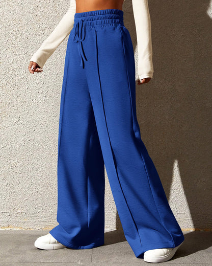 BTFBM Womens Wide Leg Sweatpants Casual Loose Solid Color Pants Comfy Lounge Joggers Baggy Sweatpants Pockets(Solid Brick Red,Small)