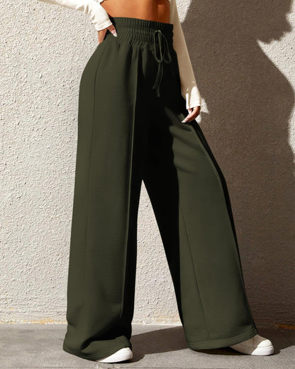 BTFBM Womens Wide Leg Sweatpants Casual Loose Solid Color Pants Comfy Lounge Joggers Baggy Sweatpants Pockets(Solid Brick Red,Small)