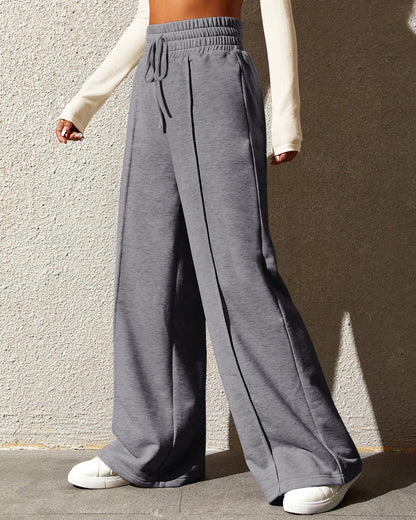 BTFBM Womens Wide Leg Sweatpants Casual Loose Solid Color Pants Comfy Lounge Joggers Baggy Sweatpants Pockets(Solid Brick Red,Small)