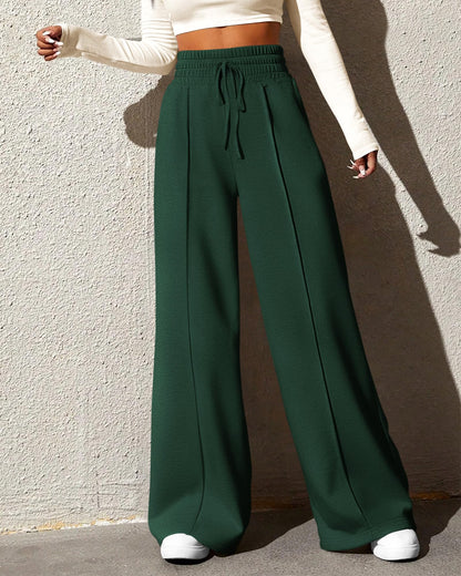 BTFBM Womens Wide Leg Sweatpants Casual Loose Solid Color Pants Comfy Lounge Joggers Baggy Sweatpants Pockets(Solid Brick Red,Small)
