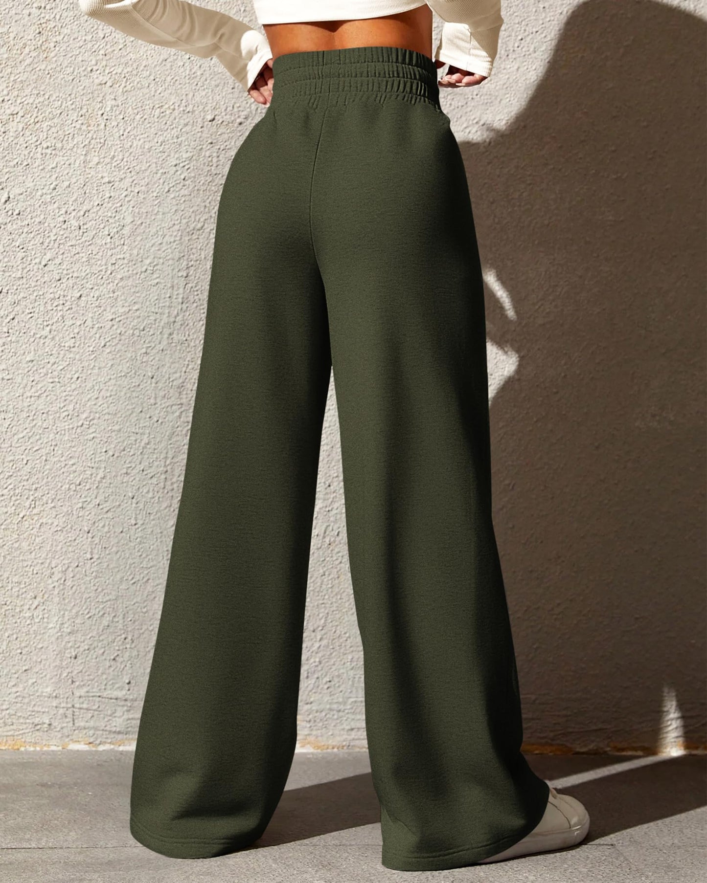 BTFBM Womens Wide Leg Sweatpants Casual Loose Solid Color Pants Comfy Lounge Joggers Baggy Sweatpants Pockets(Solid Brick Red,Small)