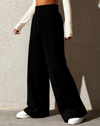 BTFBM Womens Wide Leg Sweatpants Casual Loose Solid Color Pants Comfy Lounge Joggers Baggy Sweatpants Pockets(Solid Brick Red,Small)