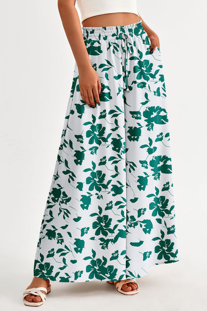 PRETTYGARDEN Women's 2025 Summer Wide Leg Palazzo Pants High Waisted Flowy Pockets Trendy Casual Lounge Boho Beach Trousers (Print Black,Small)