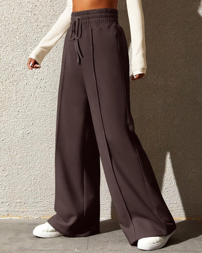 BTFBM Womens Wide Leg Sweatpants Casual Loose Solid Color Pants Comfy Lounge Joggers Baggy Sweatpants Pockets(Solid Brick Red,Small)
