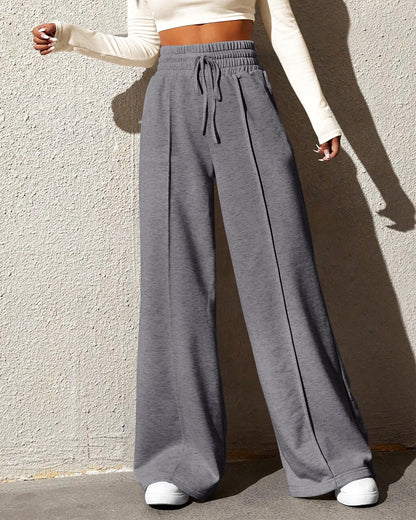 BTFBM Womens Wide Leg Sweatpants Casual Loose Solid Color Pants Comfy Lounge Joggers Baggy Sweatpants Pockets(Solid Brick Red,Small)