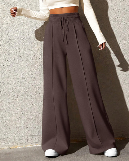 BTFBM Womens Wide Leg Sweatpants Casual Loose Solid Color Pants Comfy Lounge Joggers Baggy Sweatpants Pockets(Solid Brick Red,Small)