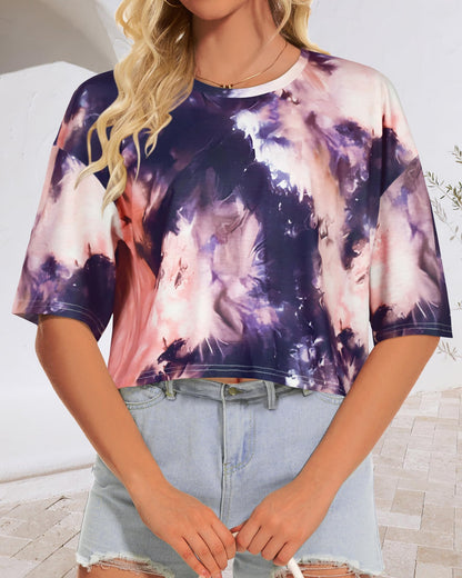 Summer Crop Tops for Womens Casual Half Sleeve Top Loose Fit Short Sleeve T Shirts Workout Oversized Tees(Black,M)