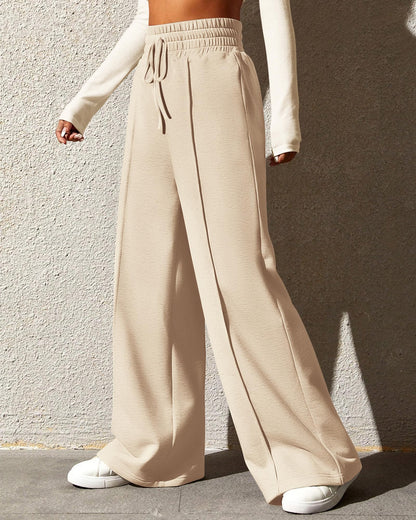BTFBM Womens Wide Leg Sweatpants Casual Loose Solid Color Pants Comfy Lounge Joggers Baggy Sweatpants Pockets(Solid Brick Red,Small)