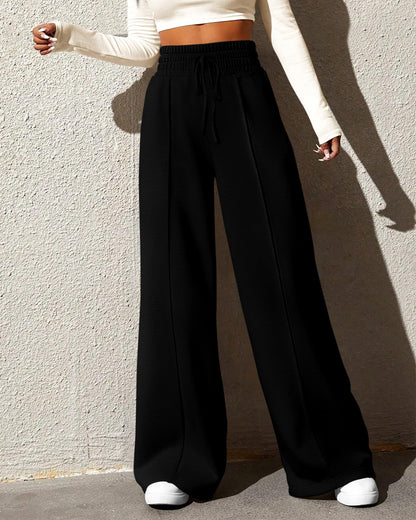 BTFBM Womens Wide Leg Sweatpants Casual Loose Solid Color Pants Comfy Lounge Joggers Baggy Sweatpants Pockets(Solid Brick Red,Small)