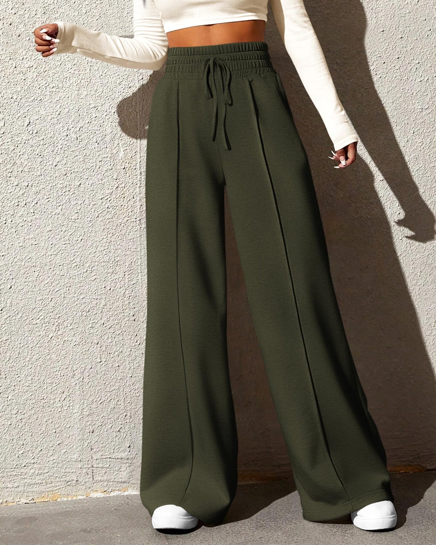 BTFBM Womens Wide Leg Sweatpants Casual Loose Solid Color Pants Comfy Lounge Joggers Baggy Sweatpants Pockets(Solid Brick Red,Small)