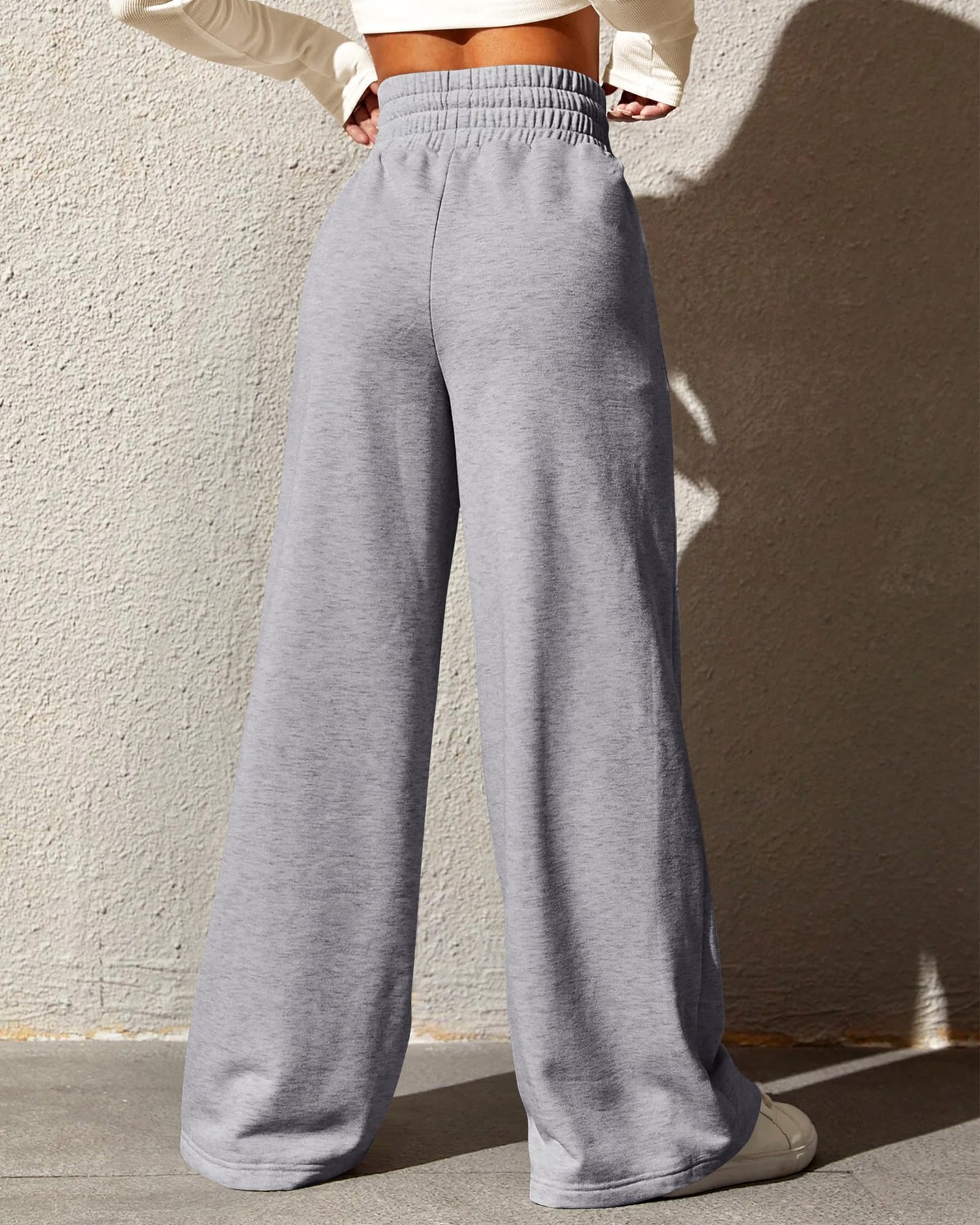 BTFBM Womens Wide Leg Sweatpants Casual Loose Solid Color Pants Comfy Lounge Joggers Baggy Sweatpants Pockets(Solid Brick Red,Small)