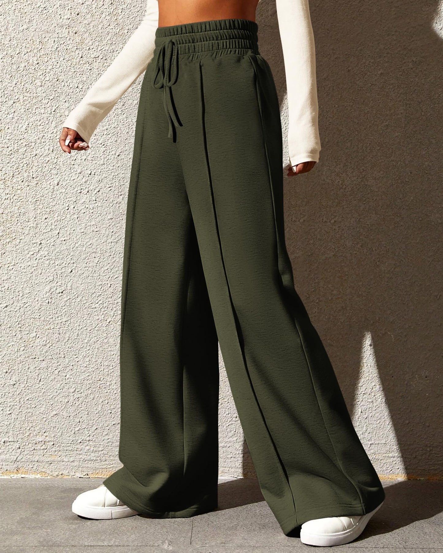 BTFBM Womens Wide Leg Sweatpants Casual Loose Solid Color Pants Comfy Lounge Joggers Baggy Sweatpants Pockets(Solid Brick Red,Small)