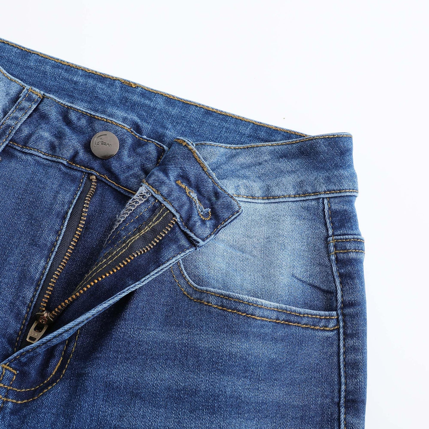 THUNDER STAR Womens High Waisted Wide Leg Jeans Stretchy Distressed Denim Pants Light Blue XXL