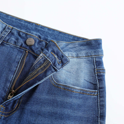 THUNDER STAR Womens High Waisted Wide Leg Jeans Stretchy Distressed Denim Pants Light Blue XXL