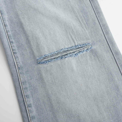 THUNDER STAR Womens High Waisted Wide Leg Jeans Stretchy Distressed Denim Pants Light Blue XXL