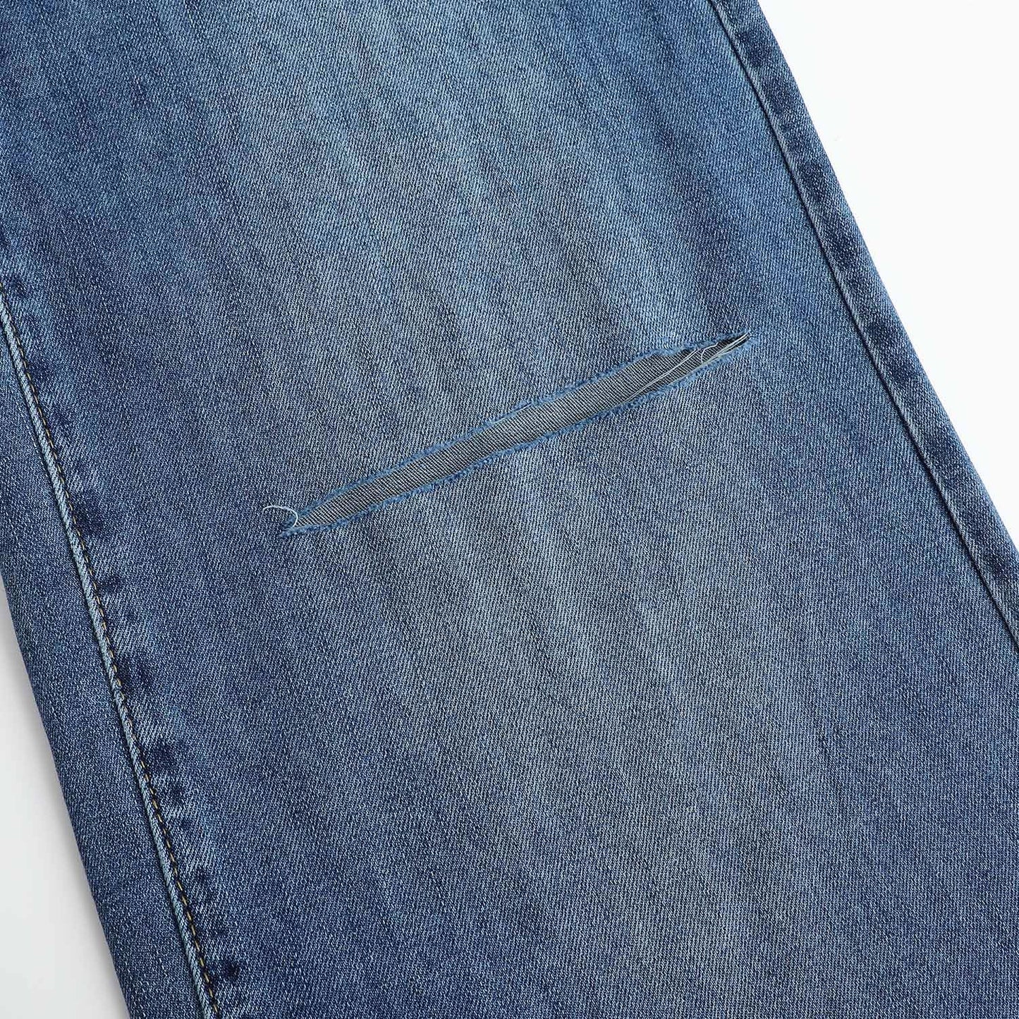 THUNDER STAR Womens High Waisted Wide Leg Jeans Stretchy Distressed Denim Pants Light Blue XXL