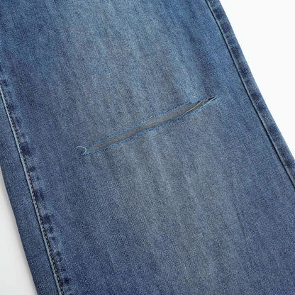 THUNDER STAR Womens High Waisted Wide Leg Jeans Stretchy Distressed Denim Pants Light Blue XXL
