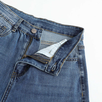 THUNDER STAR Womens High Waisted Wide Leg Jeans Stretchy Distressed Denim Pants Light Blue XXL