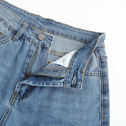 THUNDER STAR Womens High Waisted Wide Leg Jeans Stretchy Distressed Denim Pants Light Blue XXL