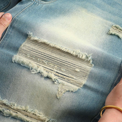THUNDER STAR Womens High Waisted Wide Leg Jeans Stretchy Distressed Denim Pants Light Blue XXL