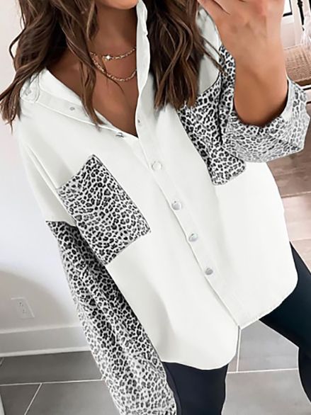New Long sleeved Polo Collar Cardigan Chiffon Top HFLWX3B4DS